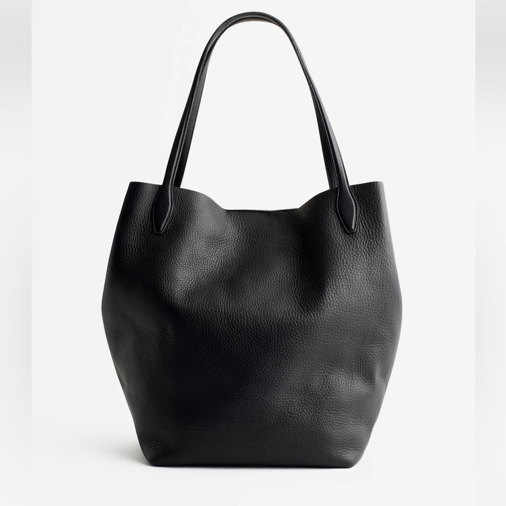 Madewell Black Leather Tote Bag
